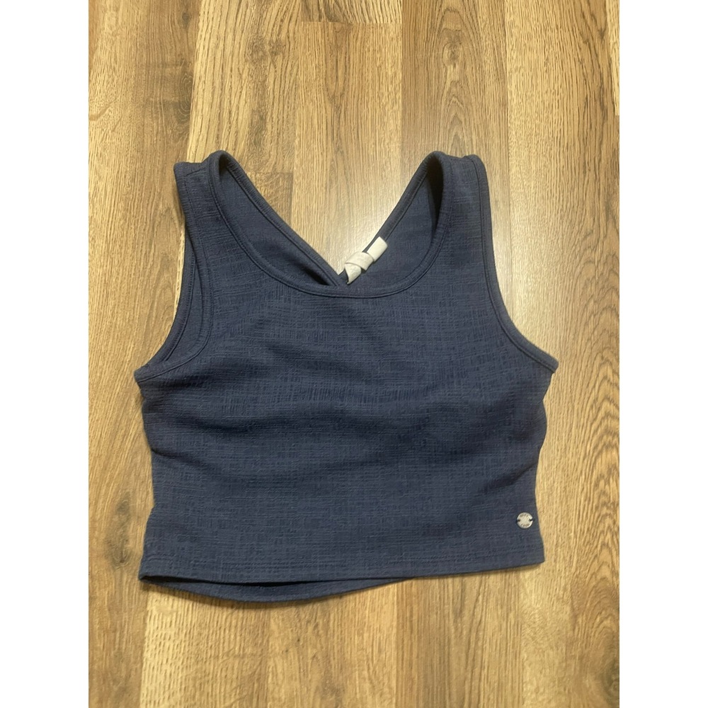 Ladies' Navy Ribbed Crop Tank Top - Roxy - Picture 1 of 10